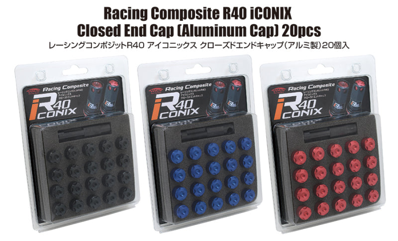 Project Kics 12x1.50 R40 Iconix Aluminum Cap Set - Black (20 Pcs) WCIA1K