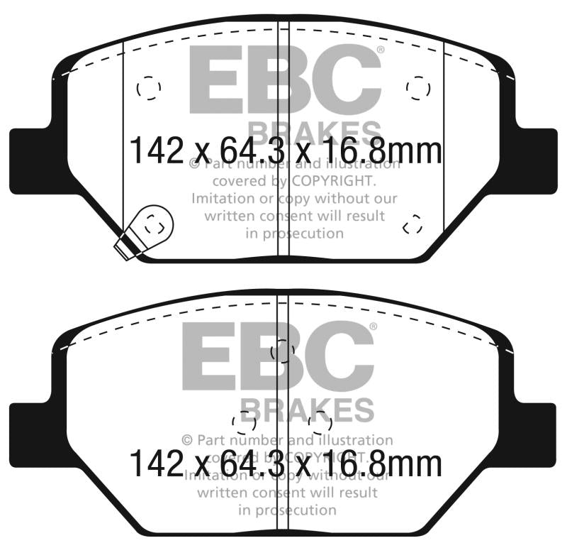 EBC 15-18 Chevrolet Camaro Ultimax Replacement Front Brake Pads UD1886 Main Image