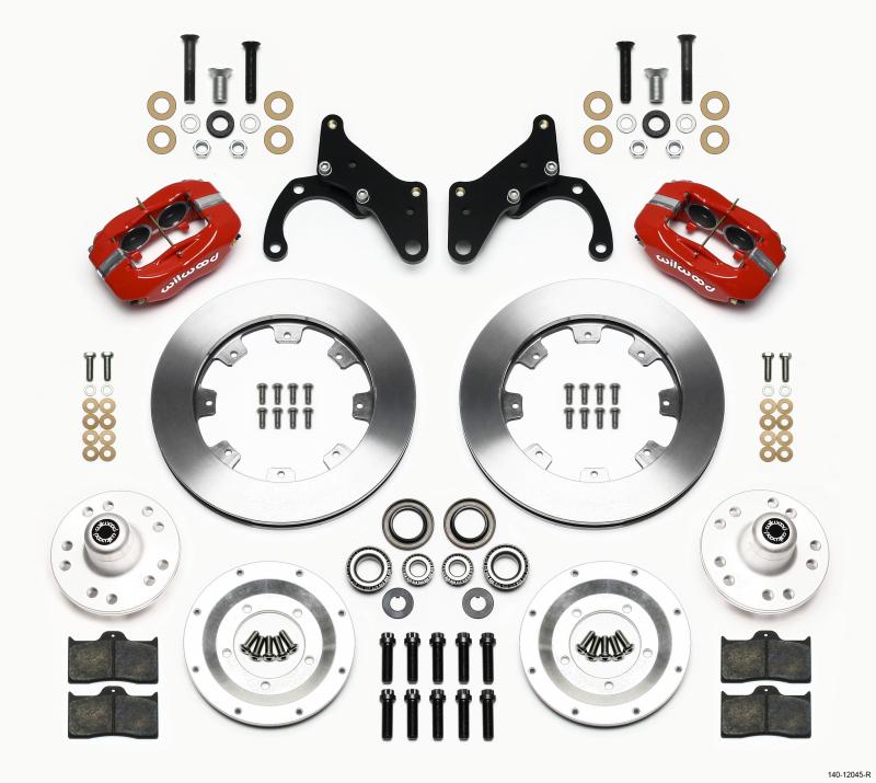 Wilwood Forged Dynalite Front Kit 12.19in Red 69-70 Impala Drum/Disc 69-82 Vette 140-12045-R Main Image