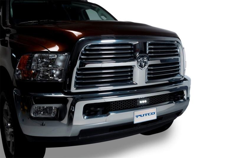 Putco 11-18 Ram HD - SS Punch Style Bumper Grille Insert w/ 10in Luminix Light Bar (Black) 88175L Main Image