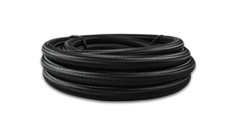 Vibrant 2ft Roll of Black Nylon Braid Flex hose; AN Size: -12; Hose ID: 0.68"