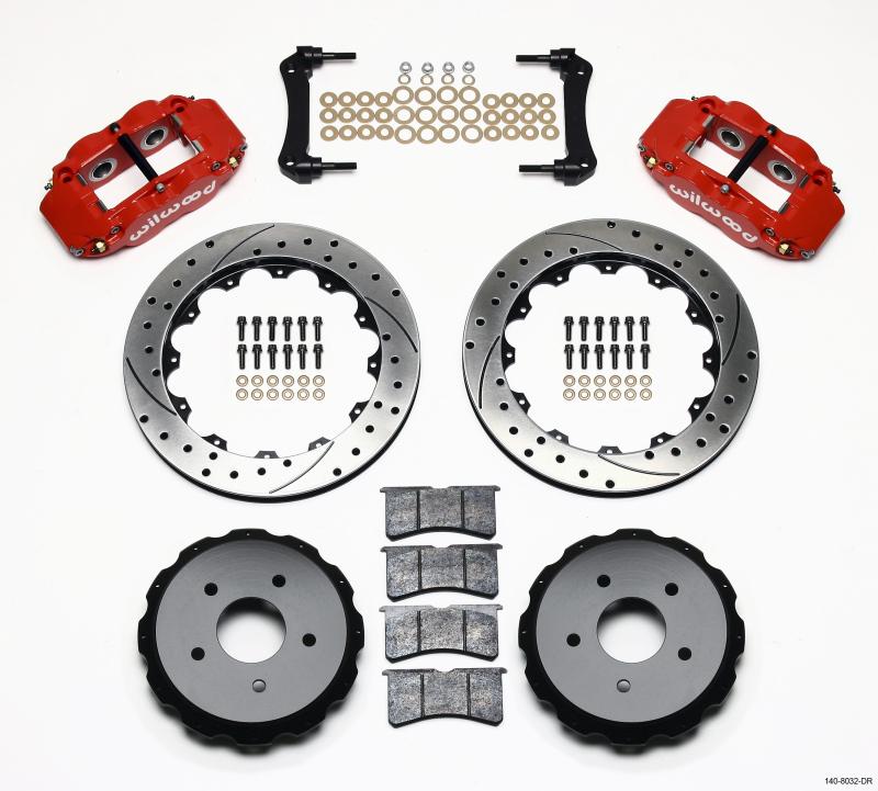 Wilwood Narrow Superlite 4R Rear Kit 12.88in Drilled Red 97-04 Corvette C5/Z06 140-8032-DR Main Image