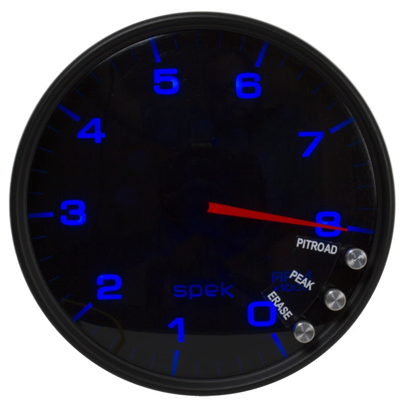 Autometer Spek-Pro Gauge Tachometer 5in 8K Rpm W/Shift Light & Peak Mem Black/Smoke/Black P23852