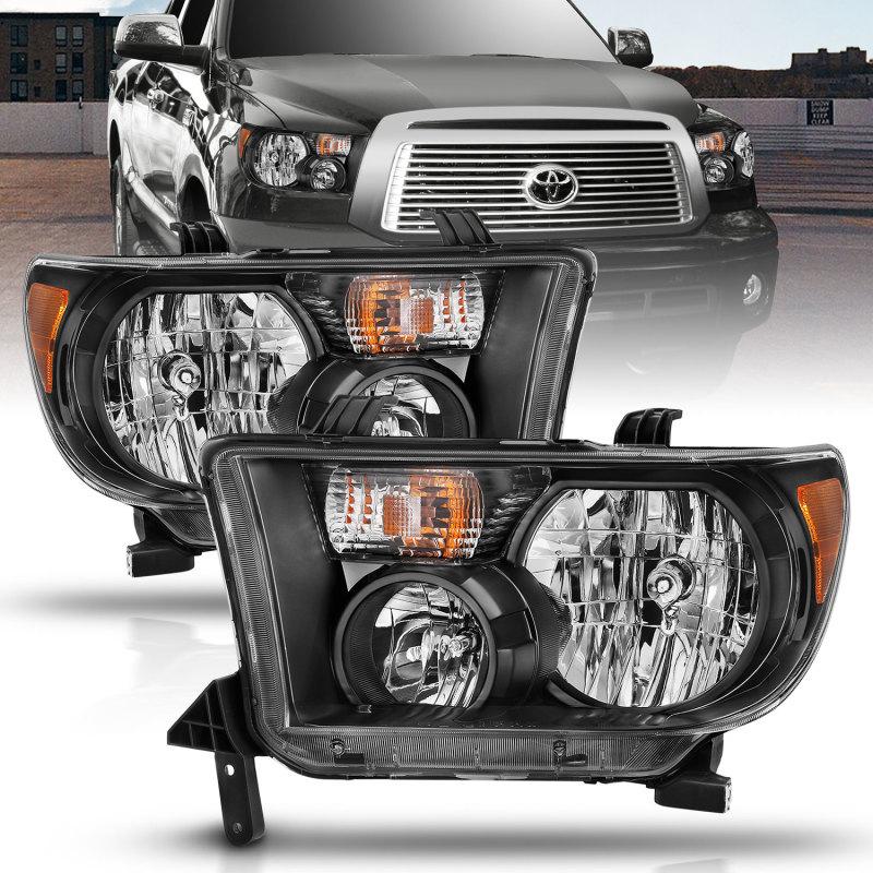 ANZO 2007-2013 Toyota Tundra Crystal Headlight Black Amber 111436 Main Image