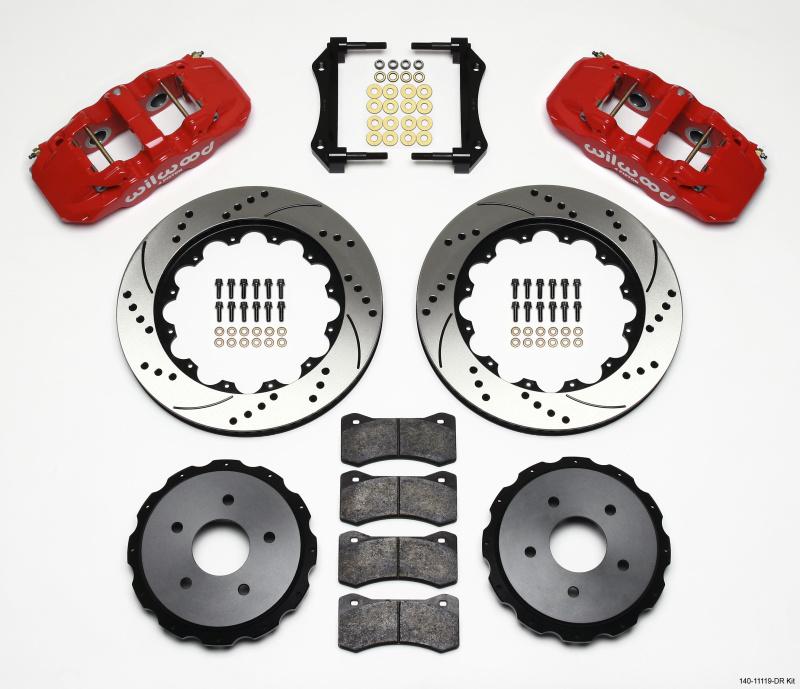 Wilwood AERO4 Rear Kit 14.00in Drilled Red 97-04 Corvette C5/Z06 05-13 C6 140-11119-DR Main Image