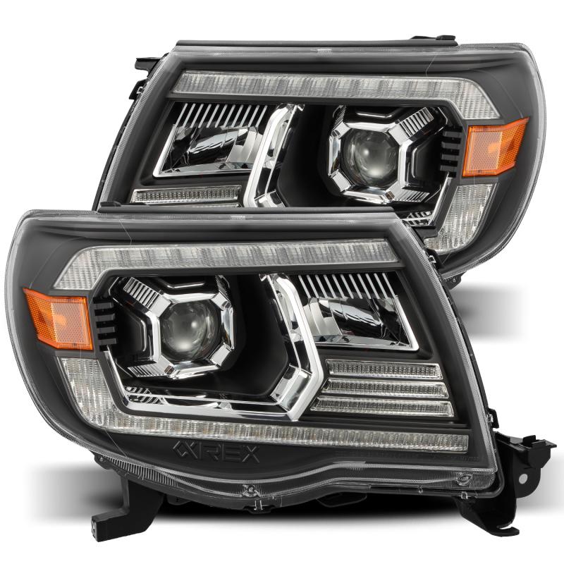 AlphaRex 05-11 Toyota Tacoma LUXX LED Projector Headlights Plank Style Black w/Activ Light and DRL 880741 Main Image