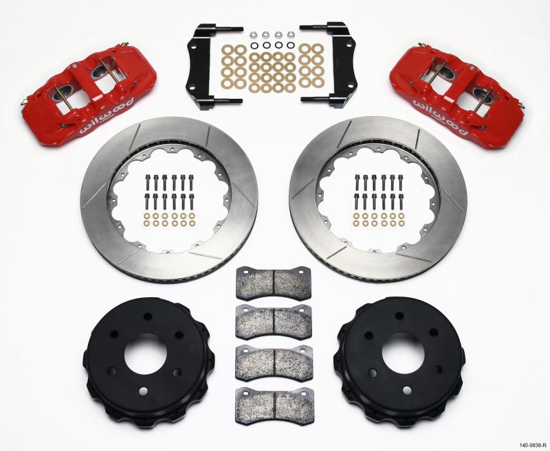 Wilwood AERO4 RearTruck Kit 14.25in Red 1999-2010 GM 1500-SUV 2 Piston OE Caliper 140-9838-R Main Image