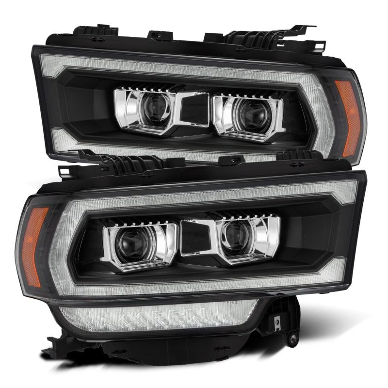 AlphaRex 19-21 Ram 2500 LUXX LED Proj Headlights Plank Style Black w/Activ Light/Seq Signal/DRL 880550