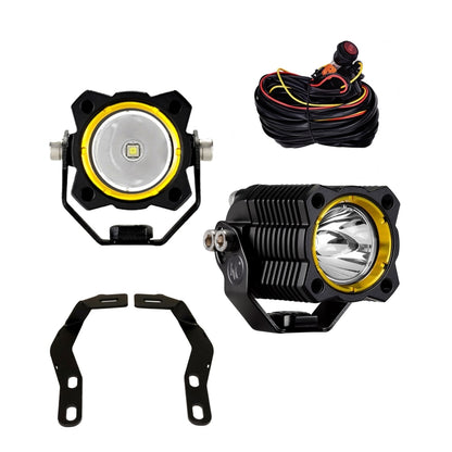 KC HiLiTES 16-19 Toyota Tacoma Ditch Mount Bracket Kit w/FLEX LED Single Spread Beam 10w Lights 97096