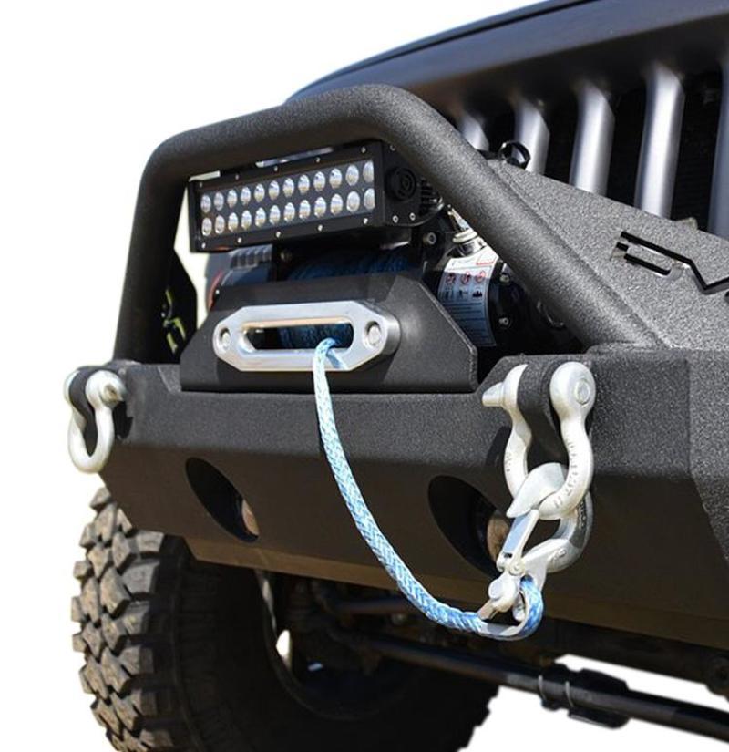 DV8 Offroad 07-18 Jeep Wrangler JK/JL FS-15 Steel Stubby Front Bumper w/ Fog Lights FBSHTB-15 Main Image