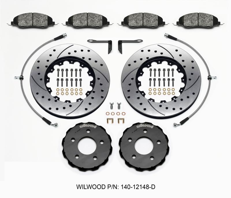 Wilwood Pro-Matrix Front Kit Drilled 05-12 Mustang GT (2pc Hat/Rtr) 140-12148-D Main Image