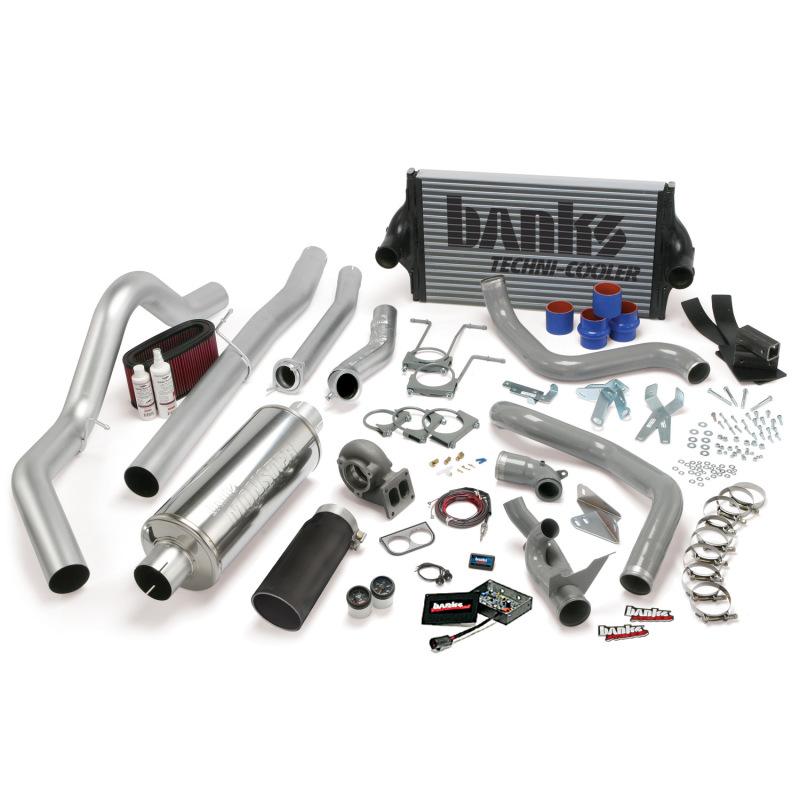 Banks Power 94-97 Ford 7.3L CCLB Auto PowerPack System - SS Single Exhaust w/ Black Tip 46356-B Main Image