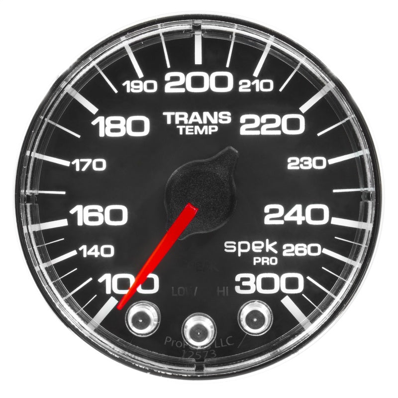 Autometer Spek-Pro Gauge Water Temp 2 1/16in 300f Stepper Motor W/Peak & Warn Blk/Chrm P346318