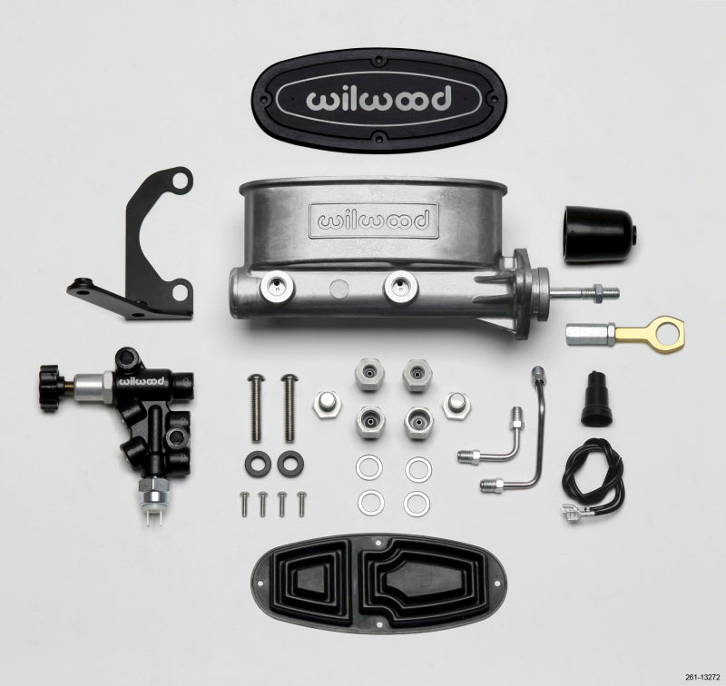 Wilwood HV Tandem M/C Kit w L/H Bracket & Prop Valve-7/8" Bore-W/Pushrod