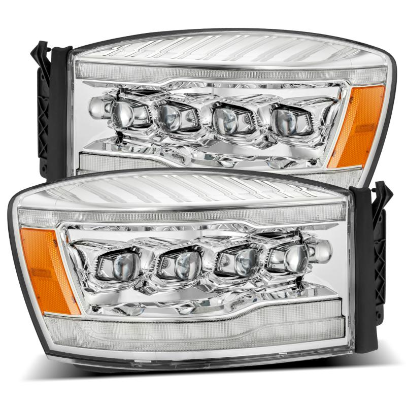 AlphaRex 06-08 Dodge Ram 1500HD NOVA LED Proj Headlights Plank Style Blk w/Seq Signal/DRL/Amber LED 880537 Main Image