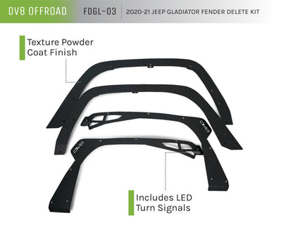 DV8 Offroad 20-21 Jeep Gladiator Fender Flare Delete Kit FDGL-03