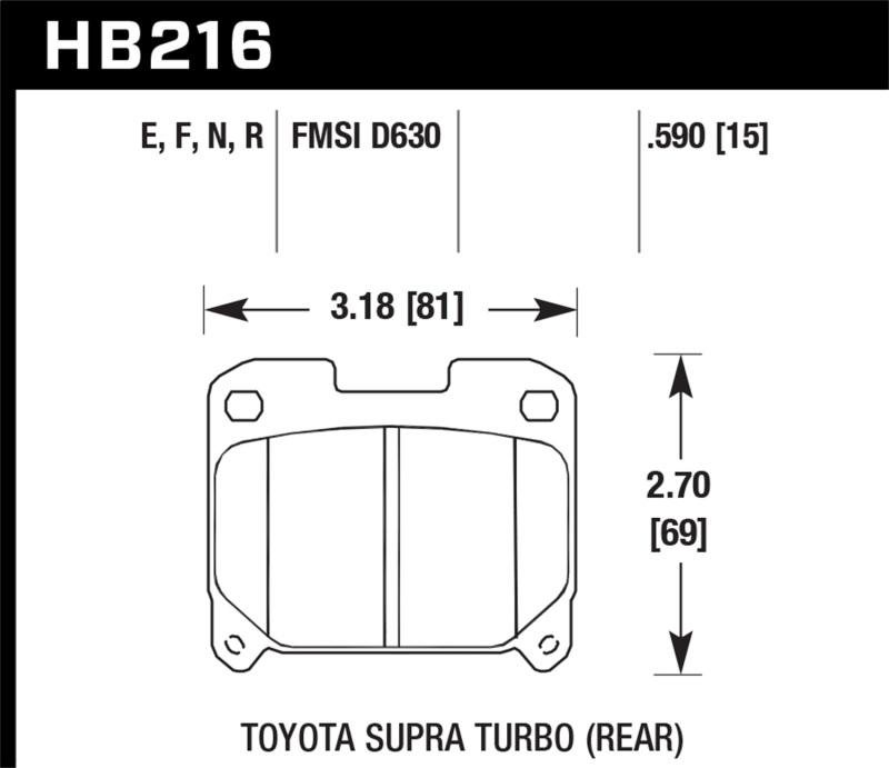 Hawk 93-98 Toyota Supra TT HPS 5.0 Street Rear Brake Pads HB216B.590 Main Image