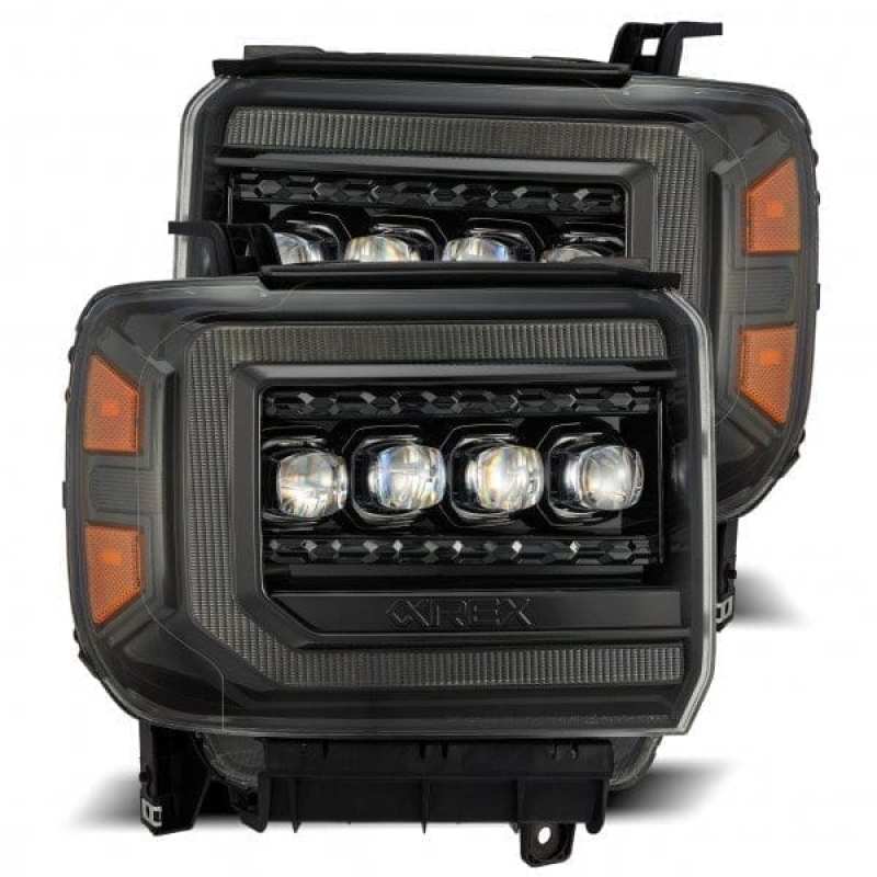 AlphaRex 14-18 GMC Sierra NOVA LED Proj Headlights Plnk Style Alpha Blk w/Activ Light/Seq Signal/DRL 880616