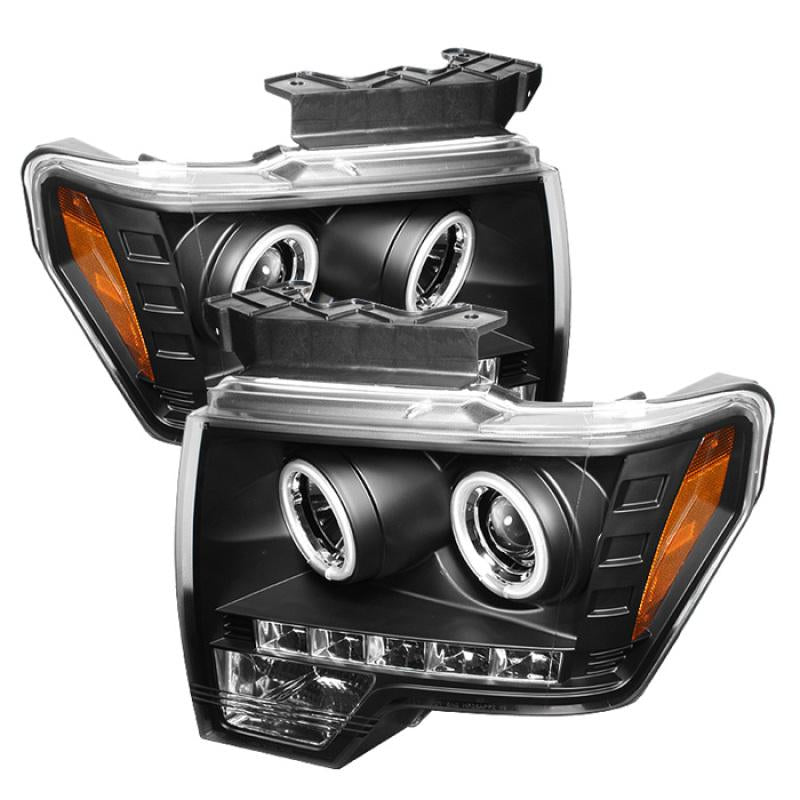 Spyder Ford F150 09-14 Projector Headlights Halogen Model- CCFL Halo LED Blk PRO-YD-FF15009-CCFL-BK 5030108 Main Image