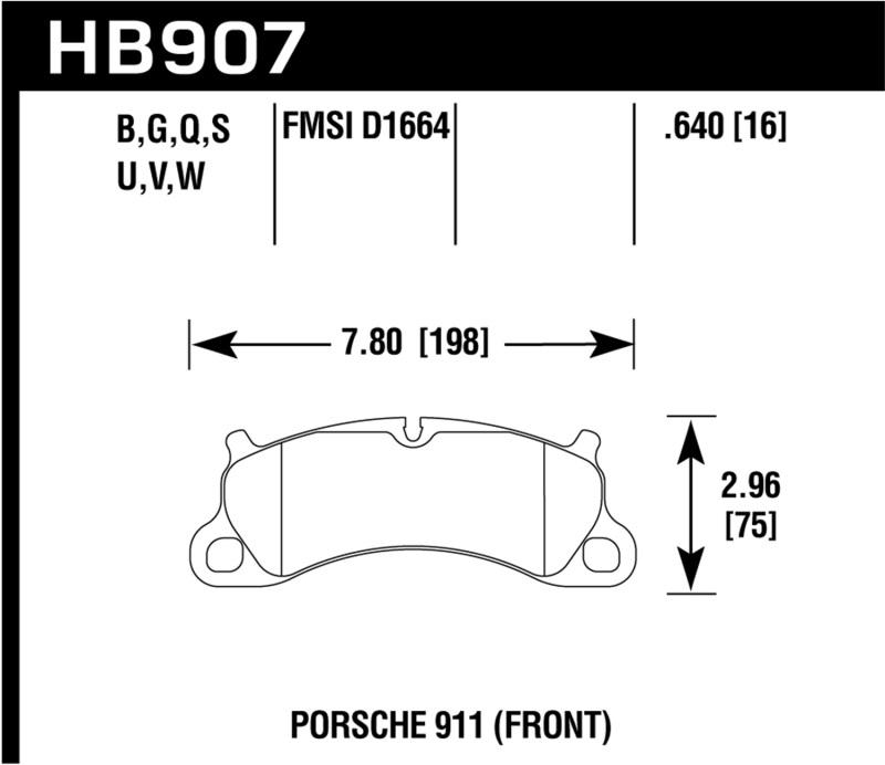 Hawk 12-16 Porsche 911 Carrera S HP+ Front Brake Pads HB907N.640 Main Image