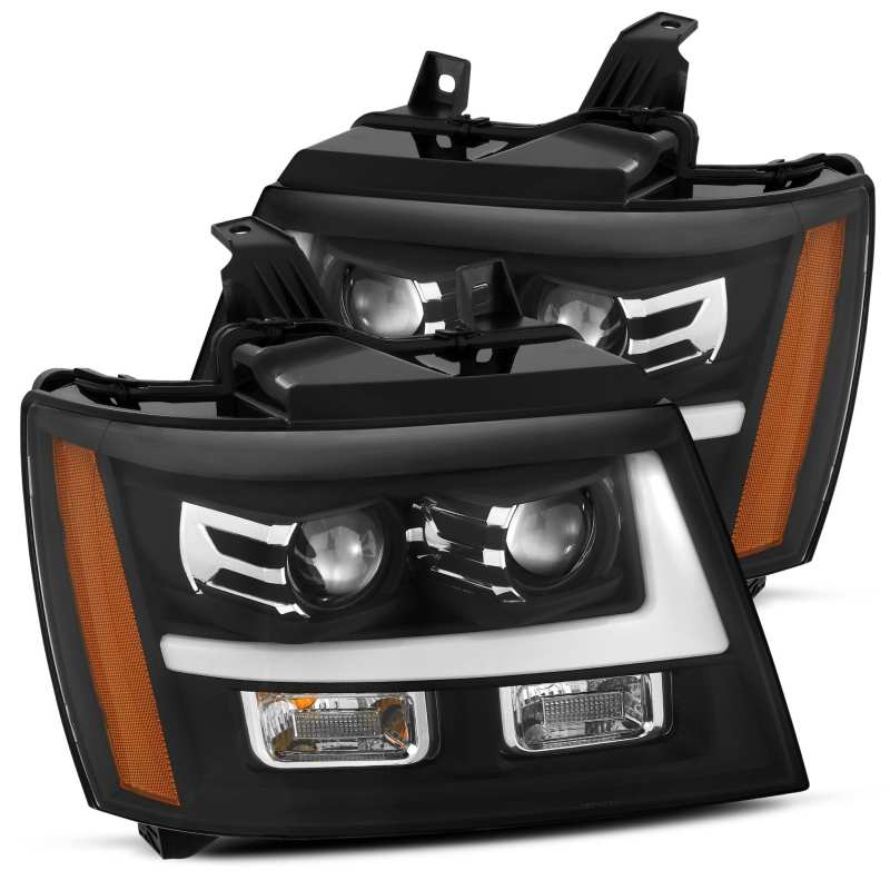 AlphaRex 07-14 Chevy Tahoe PRO-Series Projector Headlights Plank Style Matte Blk w/Activation Light 880285 Main Image