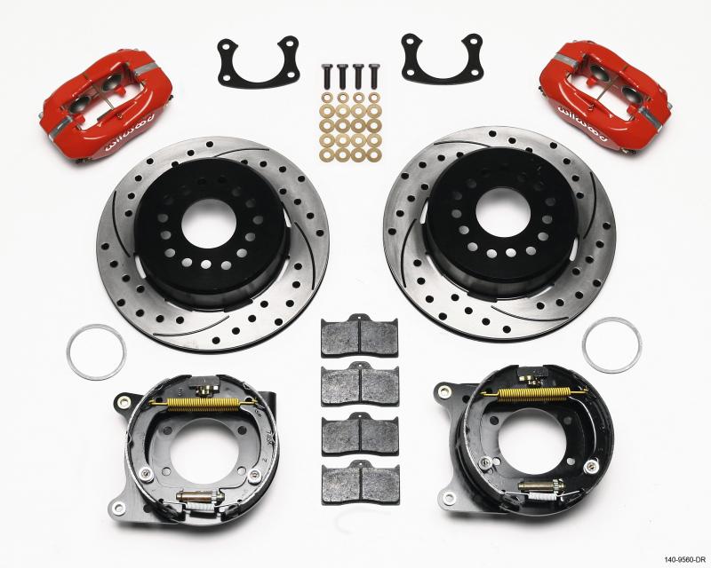 Wilwood Forged Dynalite P/S Park Brake Kit Drilled Red New Big Ford 2.50in offset Staggrd Shock 140-9560-DR Main Image