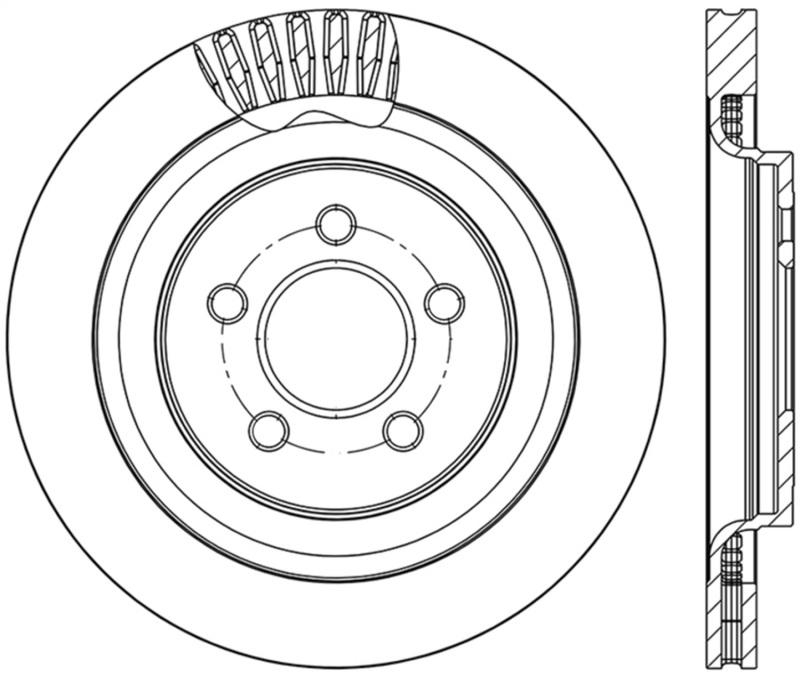 StopTech 2015 Ford Mustang GT w/ Brembo Brakes Right Rear Slotted Brake Rotor 126.61109SR Main Image