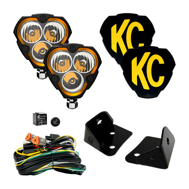 KC HiLiTES FLEX ERA 3 Vehicle Light System Kit Jeep JK Combo Beam and A-Pillar Bracket 97127