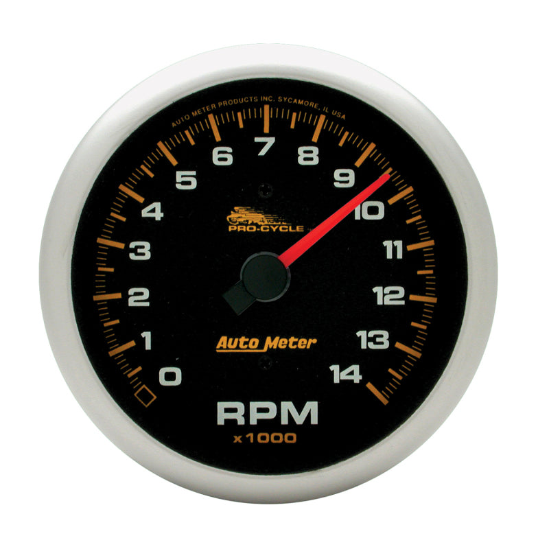 Autometer Pro-Cycle Gauge Tach 3 3/4in 14K Rpm 2 & 4 Cylinder Black 19231