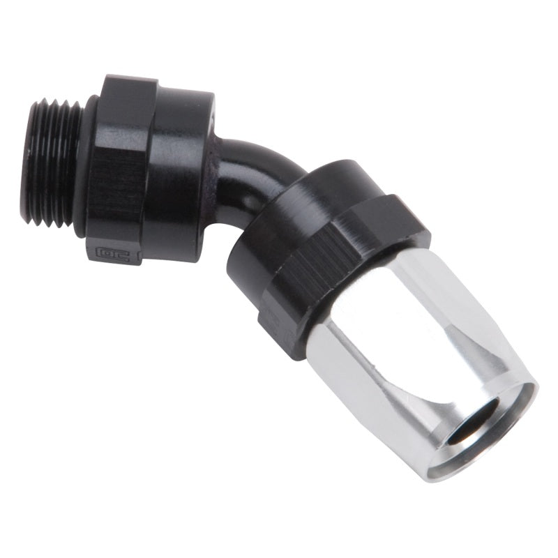 Russell Hose End #8 To #8 Radius Inlet Port 45 Deg Blk/Clr