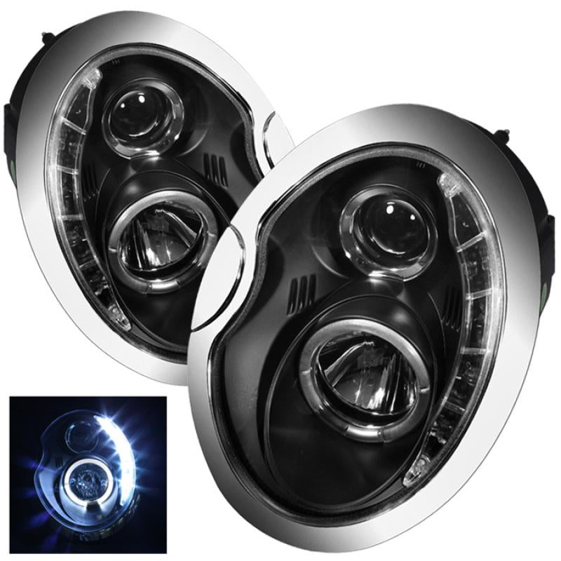 Spyder Mini Cooper 02-06 Projector Headlights DRL Black High H1 Low H1 PRO-YD-MC02-DRL-BK 5011336 Main Image