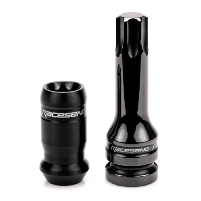 Raceseng TNR-1 Titanium Lug Nut Set - M14x1.5mm / Conical 60 Deg. Floating Seat - Brushed Black 010233BRBS20-010216S20