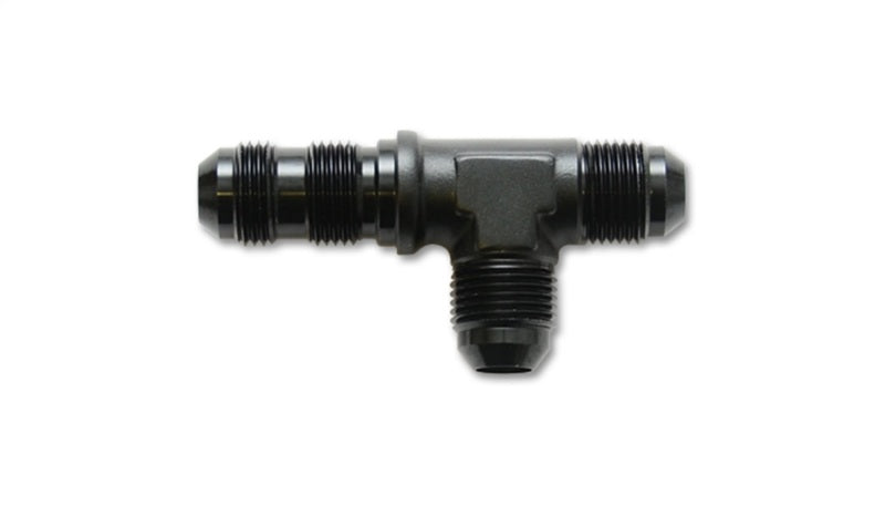 Vibrant Bulkhead Adapter Tee on Run Fittings -10AN- Anodized Black