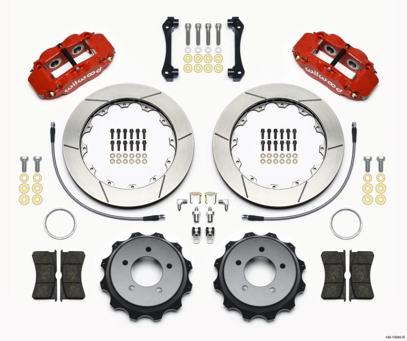 Wilwood Narrow Superlite 4R Rear Kit 12.88in Red 2008-up Hyundai Genesis Coupe w/Lines 140-13045-R Main Image