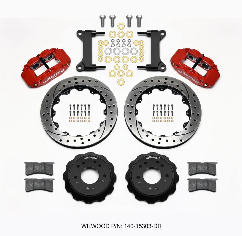 Wilwood Narrow Superlite 6R Front Hat Kit 13.06 Drilled Red 63-87 C10 w/ Wilwood Pro Spindles 140-15303-DR Main Image