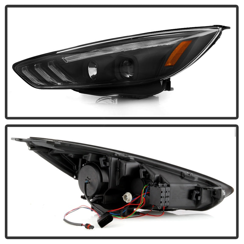 Spyder 15-18 Ford Focus Projector Headlights - Seq Turn Light Bar - Black PRO-YD-FF15-LBSEQ-BK 5086105