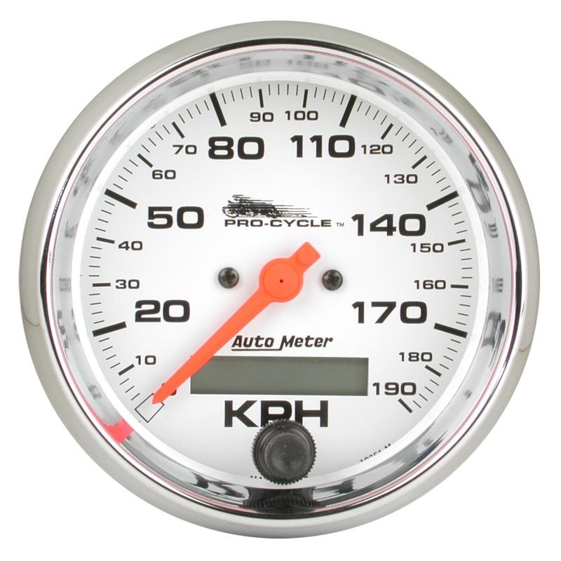 Autometer Pro-Cycle Gauge Speedo 3 3/4in 120 Mph Elec White 19351 Main Image