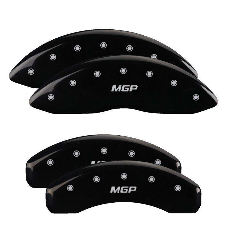 MGP 4 Caliper Covers Engraved Front & Rear MGP Black Powder Coat Finish Silver Characters 56006SMGPBK Main Image