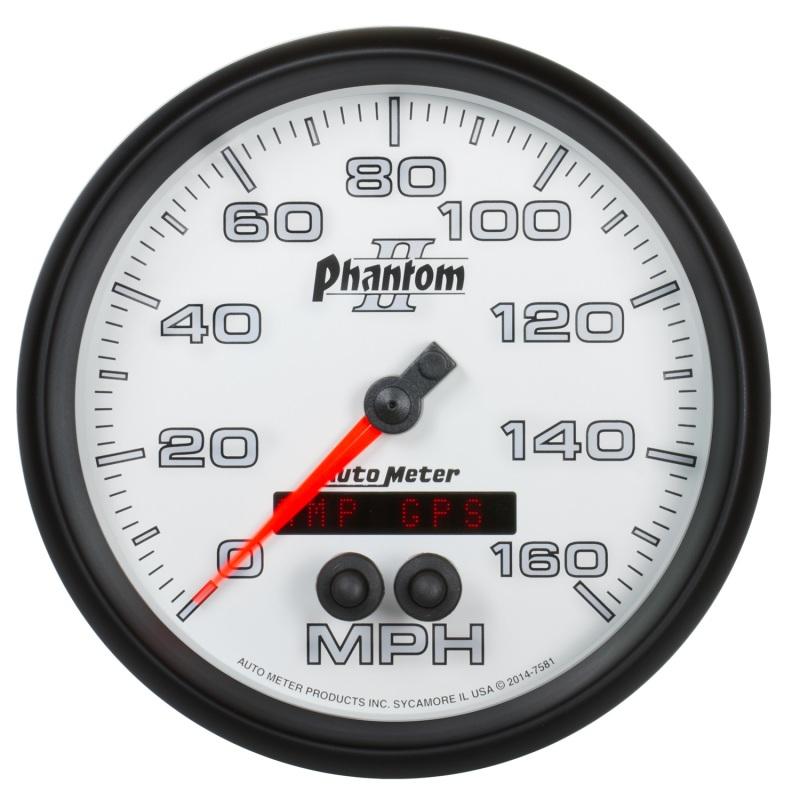 Autometer Phantom II 5in 0-140MPH In-Dash Electronic GPS Programmable Speedometer 7581 Main Image