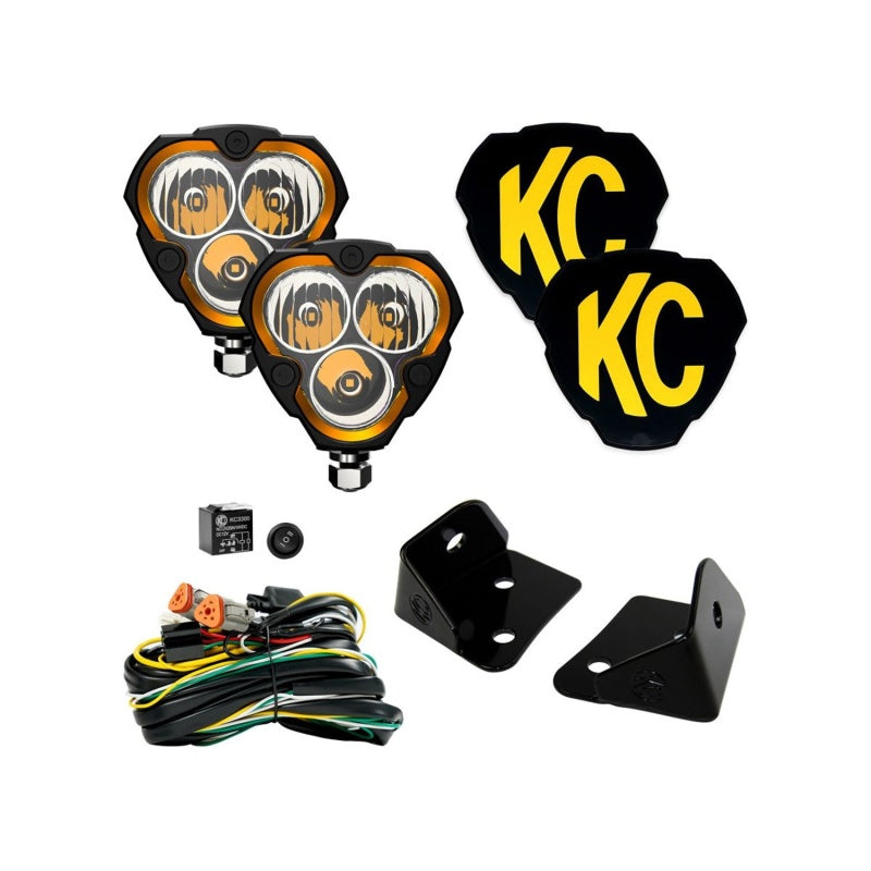 KC HiLiTES FLEX ERA 3 Vehicle Light System Kit Jeep JK Combo Beam and A-Pillar Bracket 97127