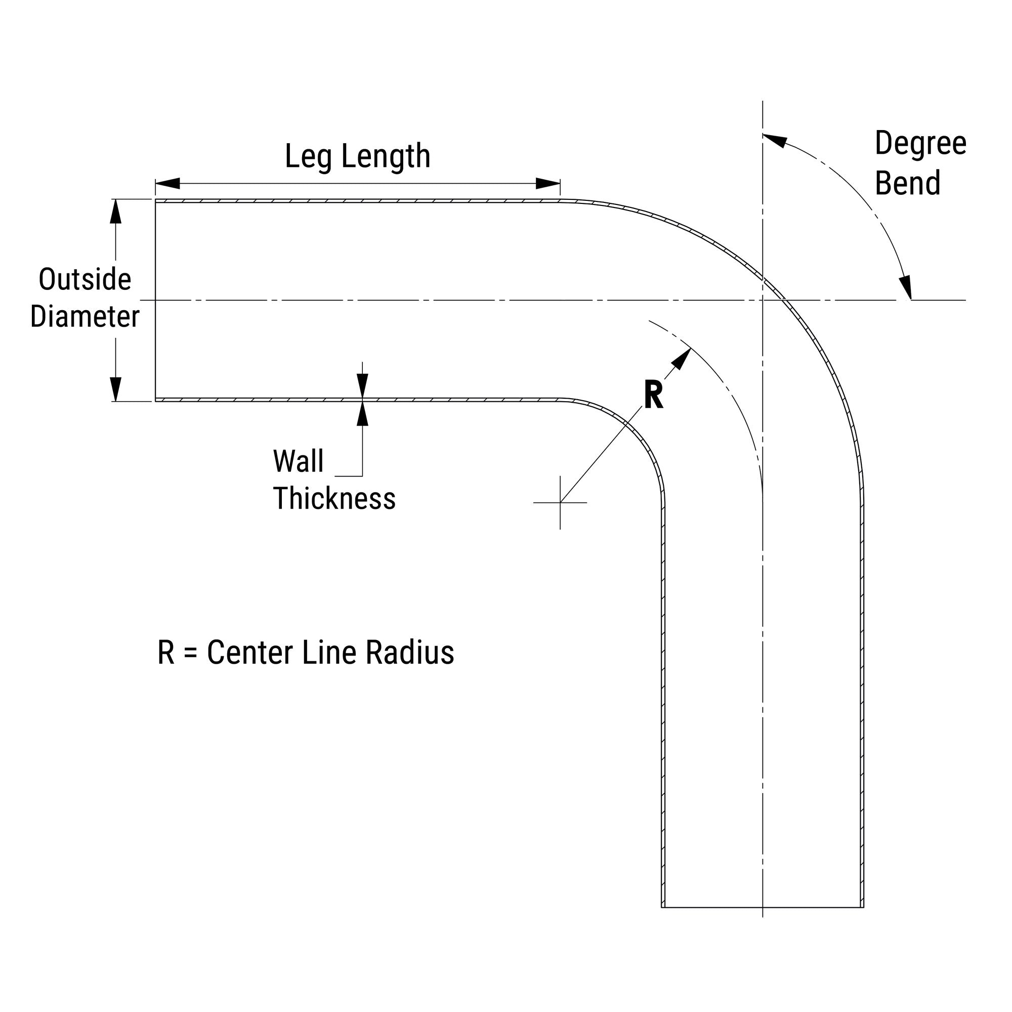 HPS 2-1/4" OD 70 Degree Bend 6061 Aluminum Elbow Pipe Tubing 16 Gauge w/ 2-1/4" CLR