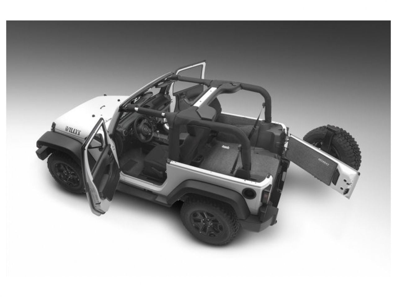 Bedrug Jeep 2Dr Rear 5PC Cargo Kit (Includes Tailgate & Tub Liner)