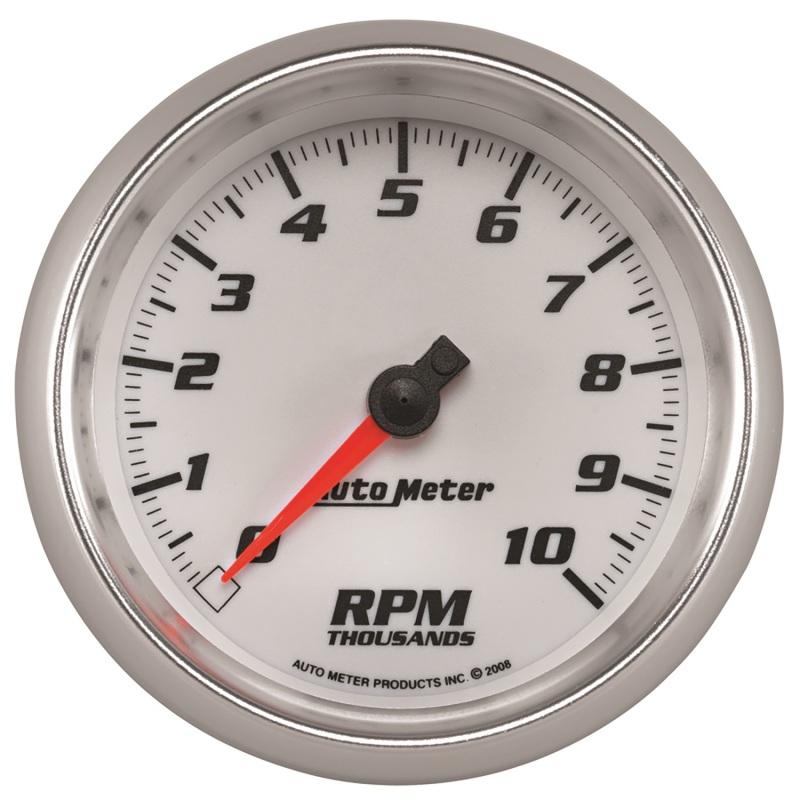 Autometer Pro-Cycle Gauge Tachometer 3 3/8in 10K Rpm White 19798 Main Image