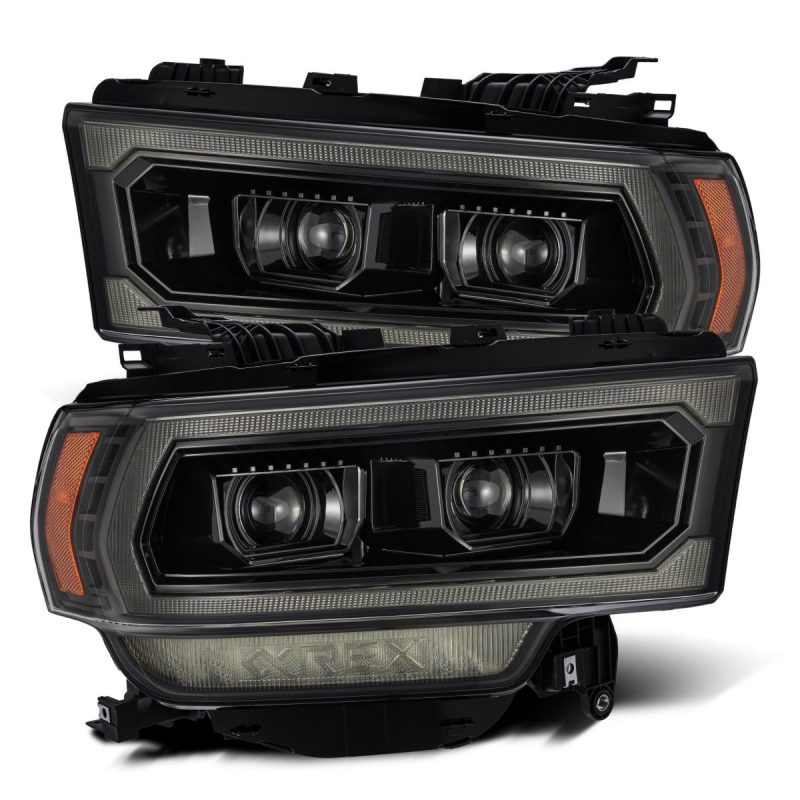 AlphaRex 19-21 Ram 2500 LUXX LED Proj Headlights Plank Style Alpha Blk w/Activ Light/Seq Signal/DRL 880549