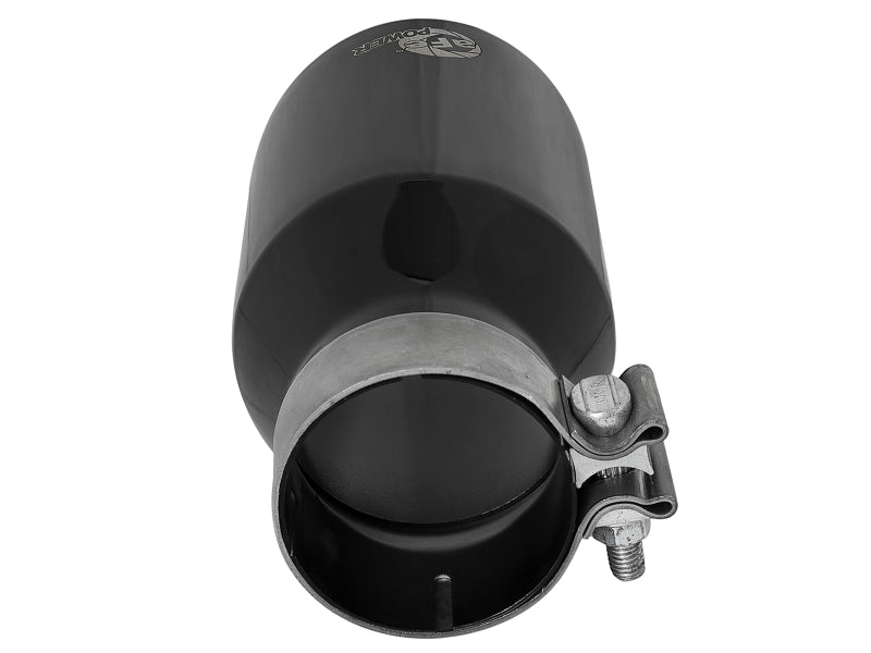 aFe MACH Force-Xp Univ 304 SS Double-Wall Clamp-On Exhaust Tip - Black - 3in Inlet - 4.5in Outlet 49T30454-B092