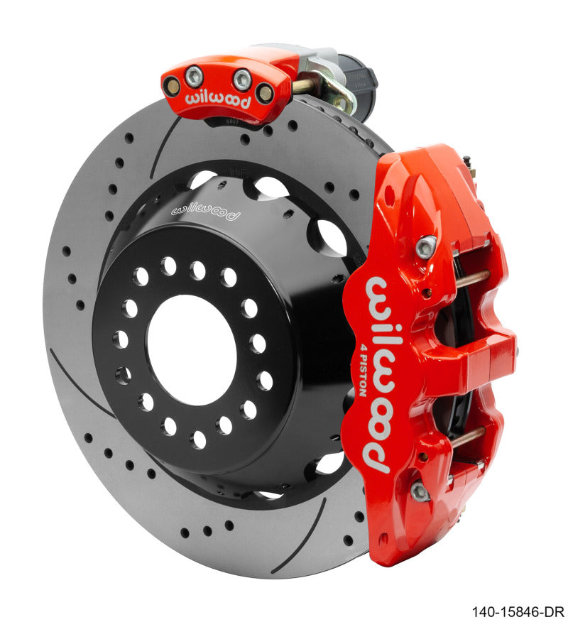 Wilwood Narrow Superlite 4R Rear P-Brk Kit AERO4 14in Rotor Big Ford  2.5in Off - SRP Red 140-15846-DR