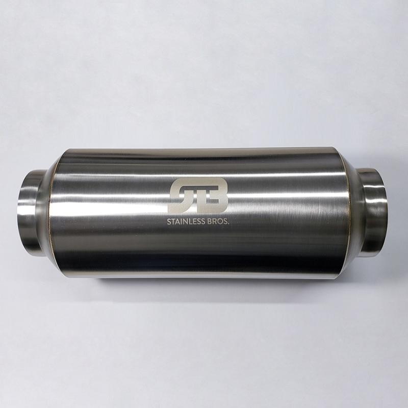 Stainless Bros 3.0in x 12.0in OAL Lightweight Muffler - Polished 615-07613-1000 Main Image