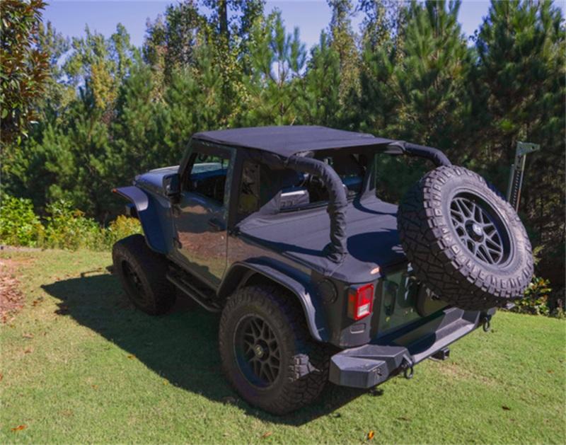 Bushwacker 07-18 Jeep Wrangler JK 4-Door Trail Armor Twill Flat Back Soft Top - Black 14935 Main Image