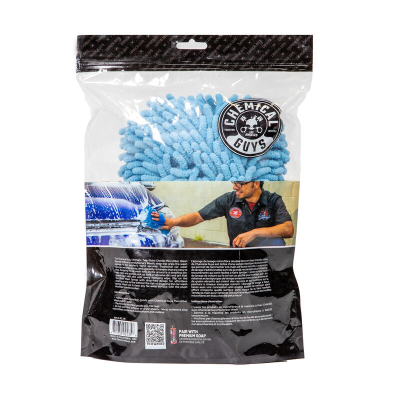 Chemical Guys Ultimate Two Sided Chenille Microfiber Wash Sponge - Blue (P12) MIC495