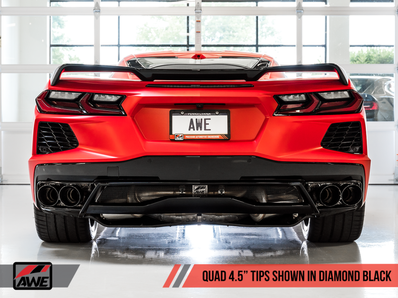 AWE Tuning 2020 Chevrolet Corvette (C8) Track Edition Exhaust - Quad Diamond Black Tips 3020-43086